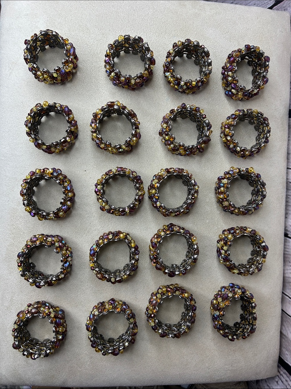 Pier 1 Import Autumn Beaded napkin rings, multiple sets. Total of 20 rings